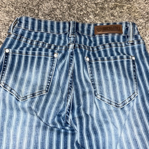 Rock & Roll Denim Y2K High Rise Flare Striped Jeans Size 25 - Picture 3 of 6